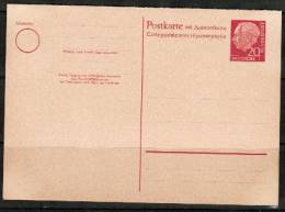 GERMANY    Scott # 710 Type  Postal REPLY Card UNUSED 1954 - Postkarten - Ungebraucht