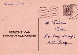 B03  - Entier Postal - Carte Postale Avis De Changement D´adresse N° 15 - Chiffre Sur Lion Héraldique - 1,50 Fr Gris - N - Adreswijziging