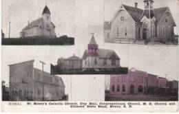Henry SD South Dakota, Town Views, Church, State Bank, C1900s Vintage Post Card - Autres & Non Classés
