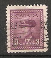 Canada  1942 War Effort  (o)  Perfin OHMS - Perfins