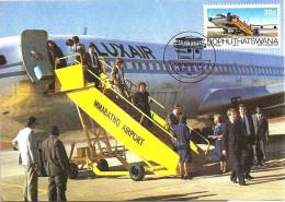 BOPHUTASWANA MAXICARD AIRPLANE AIRPORT OFF SET OF 4  20 CENTS STAMP DATED 16-10-1986 CTO SG? READ DESCRIPTION!! - Bophuthatswana