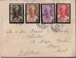 Belgique:1935:Lettre Envoyée En Angleterre Avec Timbres Deuil Reine Astrid.N°411+412+414+416. - Lettres & Documents