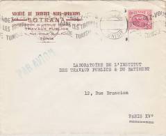 MARCOPHILIE,  Lettre , TUNISIE , Cachet 1951 TUNIS, SOTRANA TRAVAUX PUBLICS 1 Rue Emile DUCLOS /4052 - Brieven En Documenten