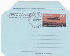 Australia   1970 A 34 Qantas 50th Anniversary Used Aerogramme - Aerogramme