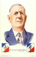 Themes Div-ref E402- General Charles De Gaulle - Daté 1958 Au Verso De La Carte  - Carte Bon Etat - - Personnages