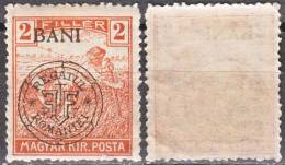 HUNGARY, 1919, Harvesting Wheat, Issued In Kolozsvar, Overprinted In Black, Sc/Mi 5N2 / 26I - Neufs