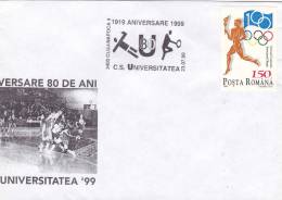 Handball UNIVERSITATEA CLUJ  METER MARK ON COVER 1999  - Romania. - Balonmano