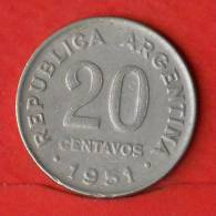 ARGENTINA  20  CENTAVOS  1951   KM# 48  -    (1737) - Argentine