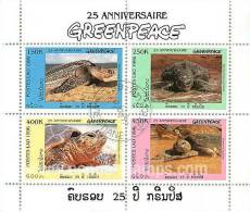 Laos 1996 Greenpeace 25th Anniversary Wild Animal Animals Nature Turtles Turtle Stamps CTO SG 1533 - Schildpadden