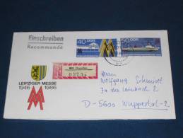 Postal Stationery DDR Ganzsache Deutschland 1986 90 Pf Leipziger Messe Einschreiben Dreden - Wuppertal Recommande - Briefomslagen - Gebruikt