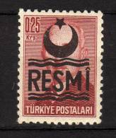 TURCHIA - 1956/57 YT 37 * SERVICE - Francobolli Di Servizio