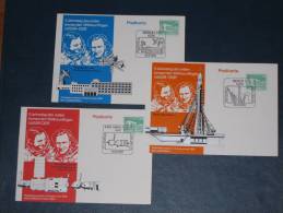 3 Karte Postkarte DDR Deutschland 1983 Weltraum Astronaut Rakete Raumchiff Space Komonaut Bemannte Raumfahrt DDR UDSSR - Macchine Per Obliterare (EMA)