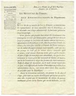 Document MINISTRE DES FINANCES / 7 Ventose An 4 De La République / Révolution Française - 1701-1800: Voorlopers XVIII