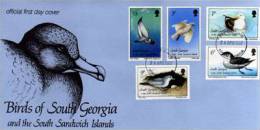 SOUTH GEORGIA & SOUTH SANDWICH ISLANDS (Petrel,King Penguin,Mouette.,etc) FDC 1987 - Antarctische Fauna