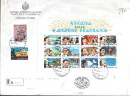 San Marino 1996 Busta FDC Fgl Storia Della Canzone Italiana- Festivalbar A S.Marino-100 Gazzetta Dello Sport   ° VFU - Usati