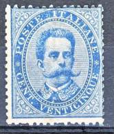 Regno U1, 1879, Sassone N. 40, C. 25 Azzurro, MLH, Molto Fresco, Firmato Chiavarello  Cat. € 500 - Nuovi