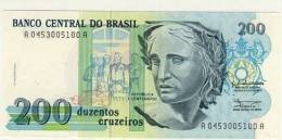 BILLET # BRESIL # 1989 # 200 CRUZEIROS  # DUZENTOS CRUZEIROS  # SCULPTURE REPUBLIQUE - Brazil
