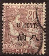 China France P.O. 1907 8c On 20c  VFU - Other & Unclassified