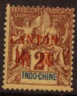 China France P.O. 1901 2c "CANTON" Overprint And Design Offset MH - Sonstige & Ohne Zuordnung