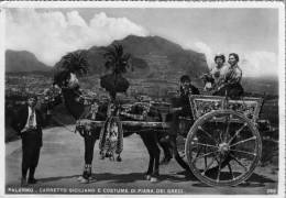 Carte Postale CHARRETTE SICILIENNE COSTUMES DE PIANA DEL GRECI 1956 PALERME ITALIE SICILE CHARIOT - Gela