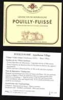 Etiquette Vin Bourgogne Label Wine Pouilly Fuissé Avec Notes Au Verso Domaine Bouchard - Bourgogne