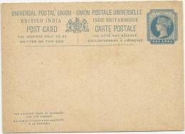 India 1890 Postal Stationery Correspondence Card - 1882-1901 Imperium