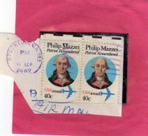 USA - STATI UNITI 1980 AIR MAIL PHILIP MAZZEI PATRIOT REMEMBERED FILIPPO PATRIOTA PER L´INDIPENDENZA USED - 3a. 1961-… Afgestempeld