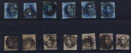 Belgium Set Of Medaillions Used  With Town Nr Cancels. 13 Pieces - 1849-1865 Medaillen (Sonstige)