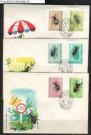 POLAND FDC 1961 INSECTS SET OF 12 (6) BUTTERFLIES BEES BEETLES ANTS - FDC