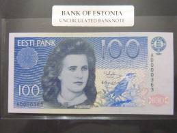 Estland Estonia Estonie 100 Krooni 1991 Banknote UNC In Official Bank Holder Of  Estonian Bank - Estonie