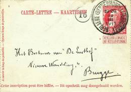 735/20 - Carte-Lettre Grosse Barbe Grand Cachet 28 Mm Bilingue BERLAERE Dendermonde 1911 Vers BRUGGE - Letter-Cards