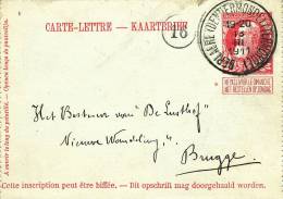 735/20 - Carte-Lettre Grosse Barbe Grand Cachet 28 Mm Bilingue BERLAERE Dendermonde 1911 Vers BRUGGE - Postbladen