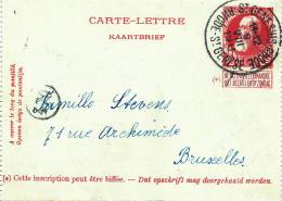 736/20 - Carte-Lettre Grosse Barbe Grand Cachet 28 Mm Bilingue ST GENESIUS RHODE 1911 Vers BRUXELLES - Letter-Cards