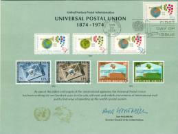 United Nations 1974 Postcard FDC UPU Universal Postal Union - FDC