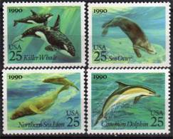 USA.Mammiferes Marins (Dauphins,Orques,Lion Marin,loutre De Mer) 4 T-p Neufs ** - Dolphins