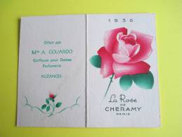 CHERAMY - LA ROSE - CALENDRIER 1936  - Carte Parfumée Ancienne - Anciennes (jusque 1960)