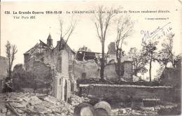 Cpa Souain, Ruines De L'église, Guerre 1914-18 - Souain-Perthes-lès-Hurlus