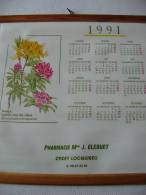 Calendrier 1991 - PHARMACIE - PLANTES: LAURIER ROSE Des ALPES, RHODODENDRON - LOCQUIREC - Grand Format : 1991-00