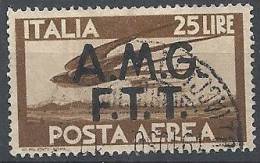 1947 TRIESTE A USATO POSTA AEREA DEMOCRATICA 2 RIGHE 25 LIRE - RR11336 - Posta Aerea