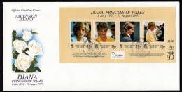 D0099 ASCENSION ISLAND 1998. SG MS741 Death Of Princess Diana Of Wales  FDC - Ascensión