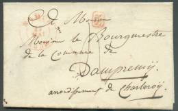 LSC De NAMUR (cachet NAMUR Dc En Rouge) Le 27 Mai 1837 + Griffe SR (service Rural) Vers Dampremy.  - 8676 - 1830-1849 (Unabhängiges Belgien)