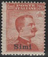 ITALIA 1917 (EGEO/SIMI) - Yvert #9 - MLH * - Ägäis (Simi)