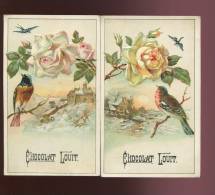 DEUX CHROMOS FEGEREMENT GAUFREES CHOCOLAT LOUIT ROSE OISEAU HIVER  EN BEL ETAT - Louit