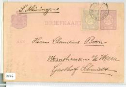 HANDGESCHREVEN BRIEFKAART Uit 1891 Van 's-GRAVENHAGE Naar WERNSHAUSEN * ZEGEL + VOORDRUK NVPH Nr. 33  (7456) - Storia Postale