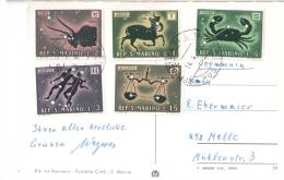 SIGNES DU ZODIAQUE CARTE POSTALE DE SAINT MARIN AVEC 5 TIMBRES - Astrology