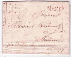 Lettre 1765 Marque NAMUR  Pour Bossière "soit Adressée Chez Mormaux Au Mazy". - 1714-1794 (Oesterreichische Niederlande)