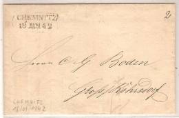 CHEMNITZ (Allemagne): Chemnitz 18 Jan 42, Taxe Manuscrite 2. Lettre écrite En 1842 Avec Texte - Prephilately