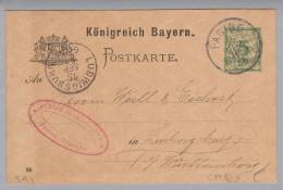 Heimat DE Bay Pasing 1896-09-15 Ganzsache Nach Ludwigsburg - Interi Postali