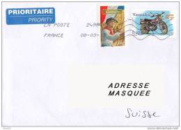 Lettre Voyager De France Pour La Suisse Tp Gaveroche + Moto Yamaha  Exc N° 2660 - Cartas & Documentos