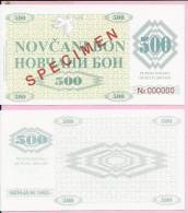 MONEY COUPON (NOVČANI BON) 500 DINARA - SPECIMEN - UNC, Seria M 1992., Bosnia And Herzegovina - Bosnië En Herzegovina